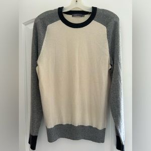 Vince colorblock Ivory gray raglan cashmere crewneck sweater women’s Medium